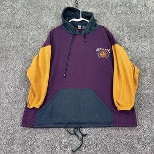 Vtg Basic Editions Hoodie Womens 18W Purple Fleece Pullover Colorblock Casual